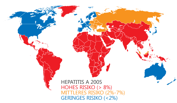 Weltweite Fälle von Hepatitis A