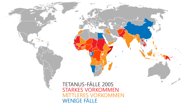 Weltweite Fälle von Tetanus